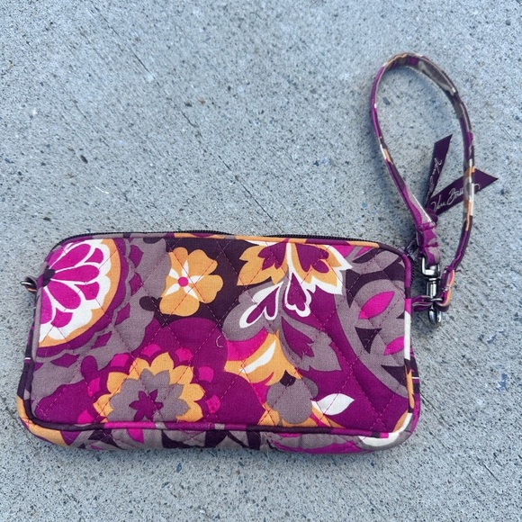 Vera Bradley Pink and Purple wristlet wallet with Floral Design - Picture 2 of 3